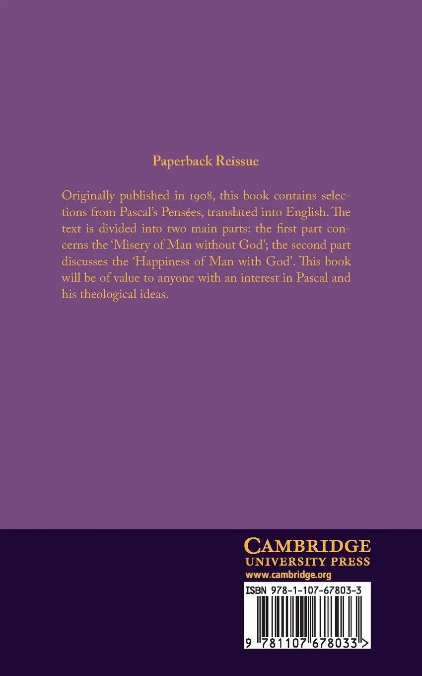Rückseite: 9781107678033 | Blaise Pascal Thoughts | Selected and Translated | Blaise Pascal