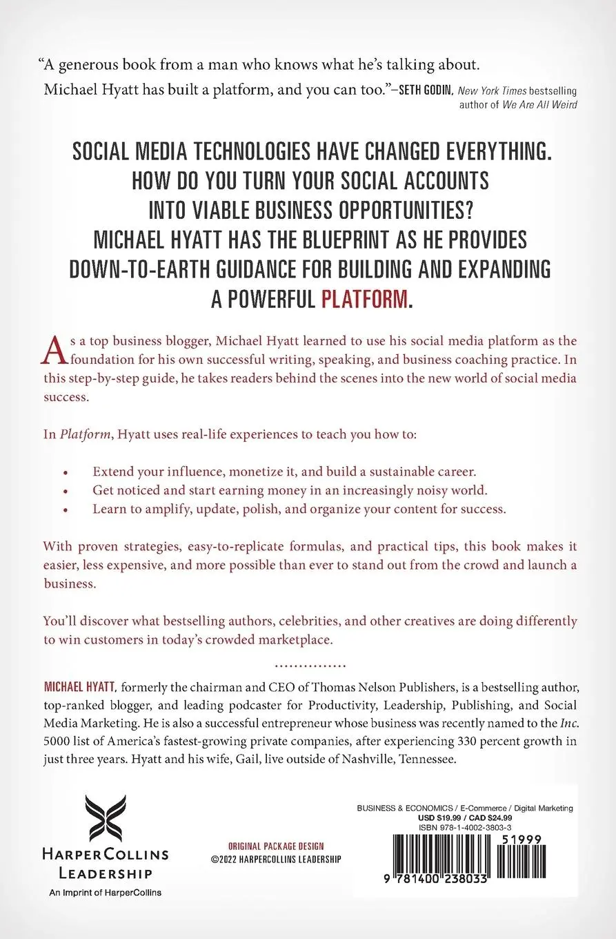 Rückseite: 9781400238033 | Platform | Get Noticed in a Noisy World | Michael Hyatt | Taschenbuch
