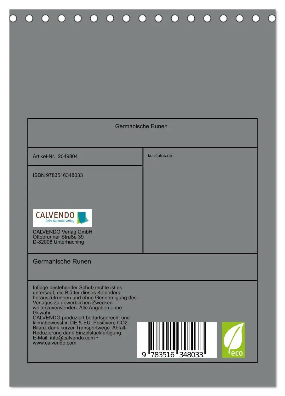 Bild: 9783516348033 | Germanische Runen (Tischkalender 2026 DIN A5 hoch), CALVENDO...