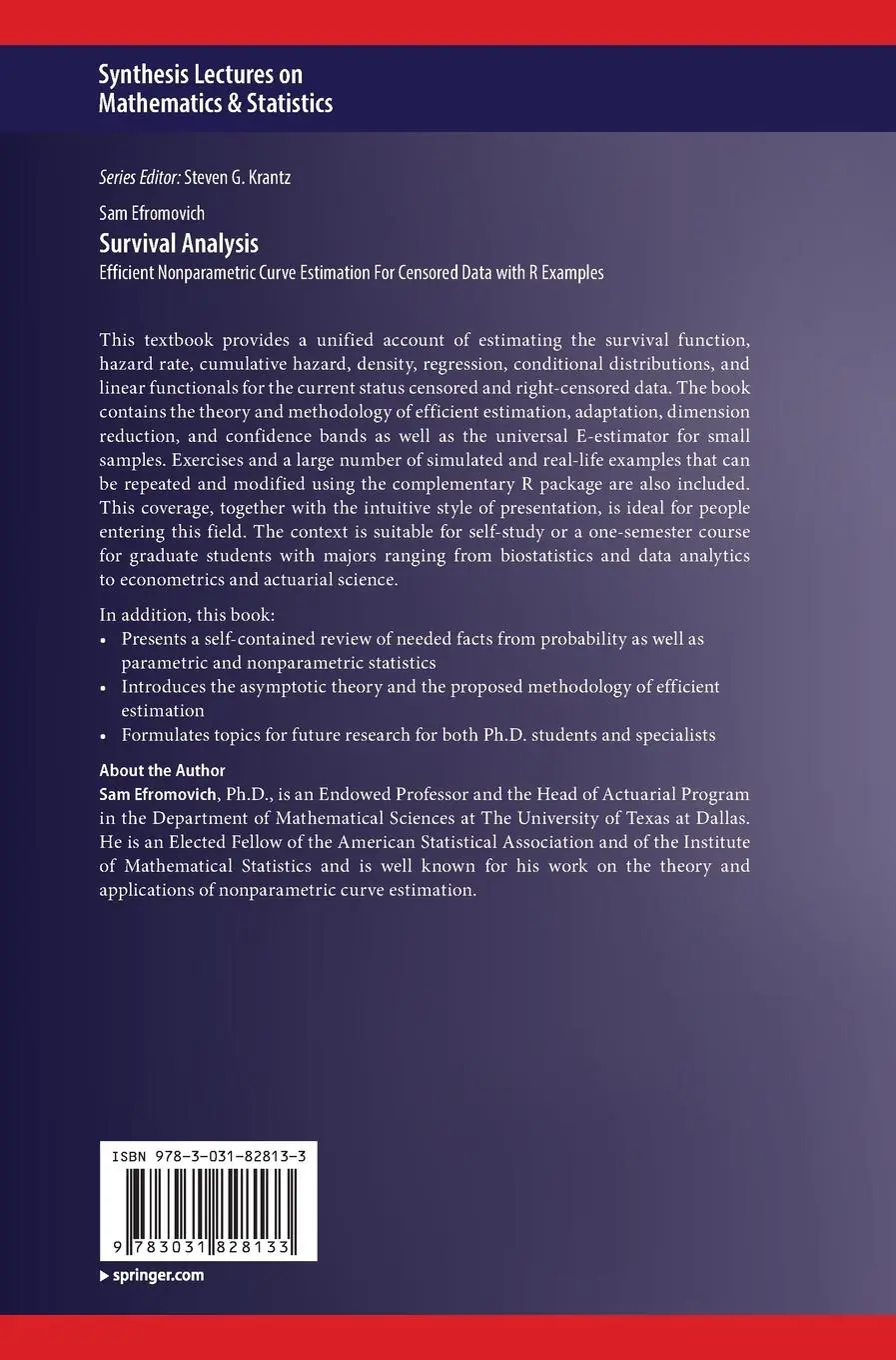Rückseite: 9783031828133 | Survival Analysis | Sam Efromovich | Buch | xx | Englisch | 2025