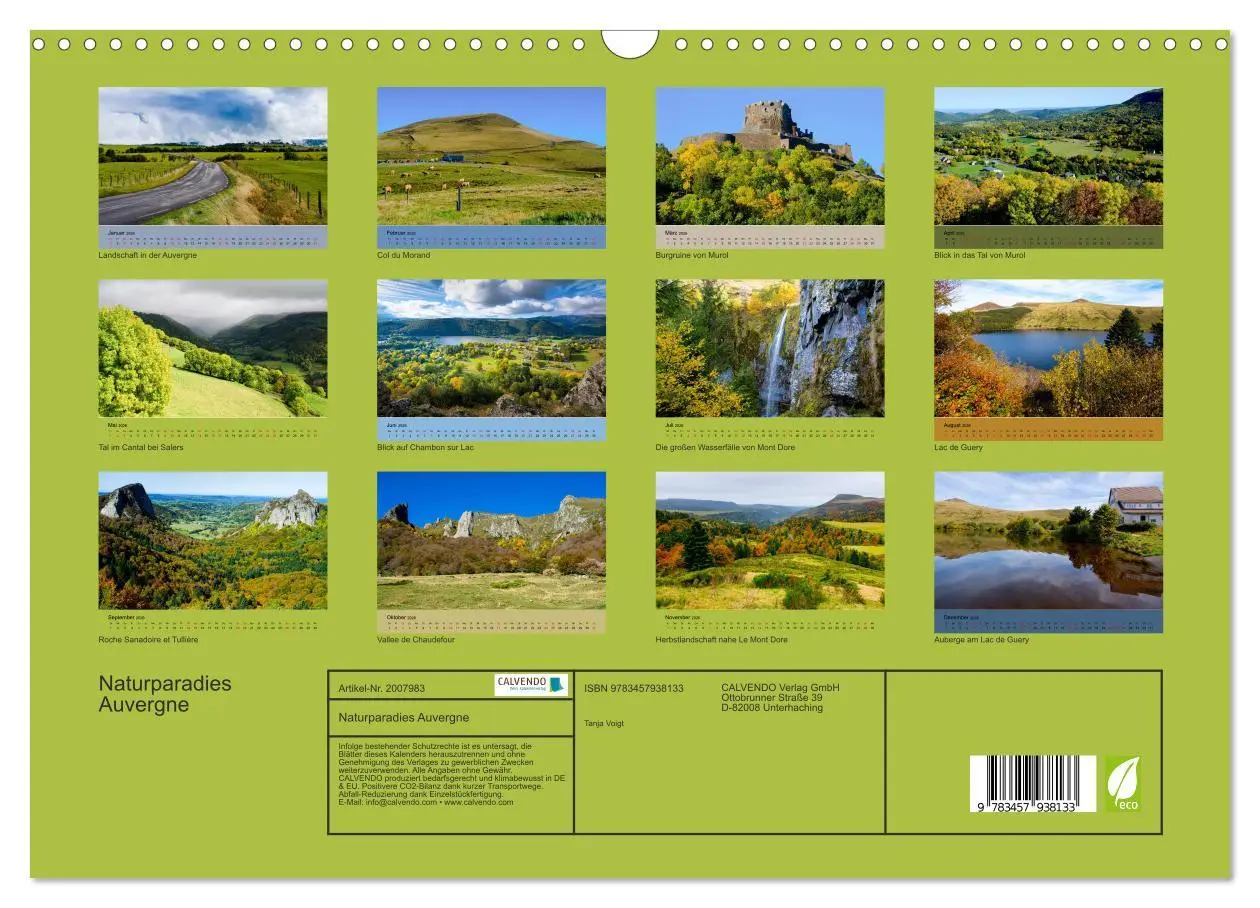 Bild: 9783457938133 | Naturparadies Auvergne (Wandkalender 2026 DIN A3 quer), CALVENDO...