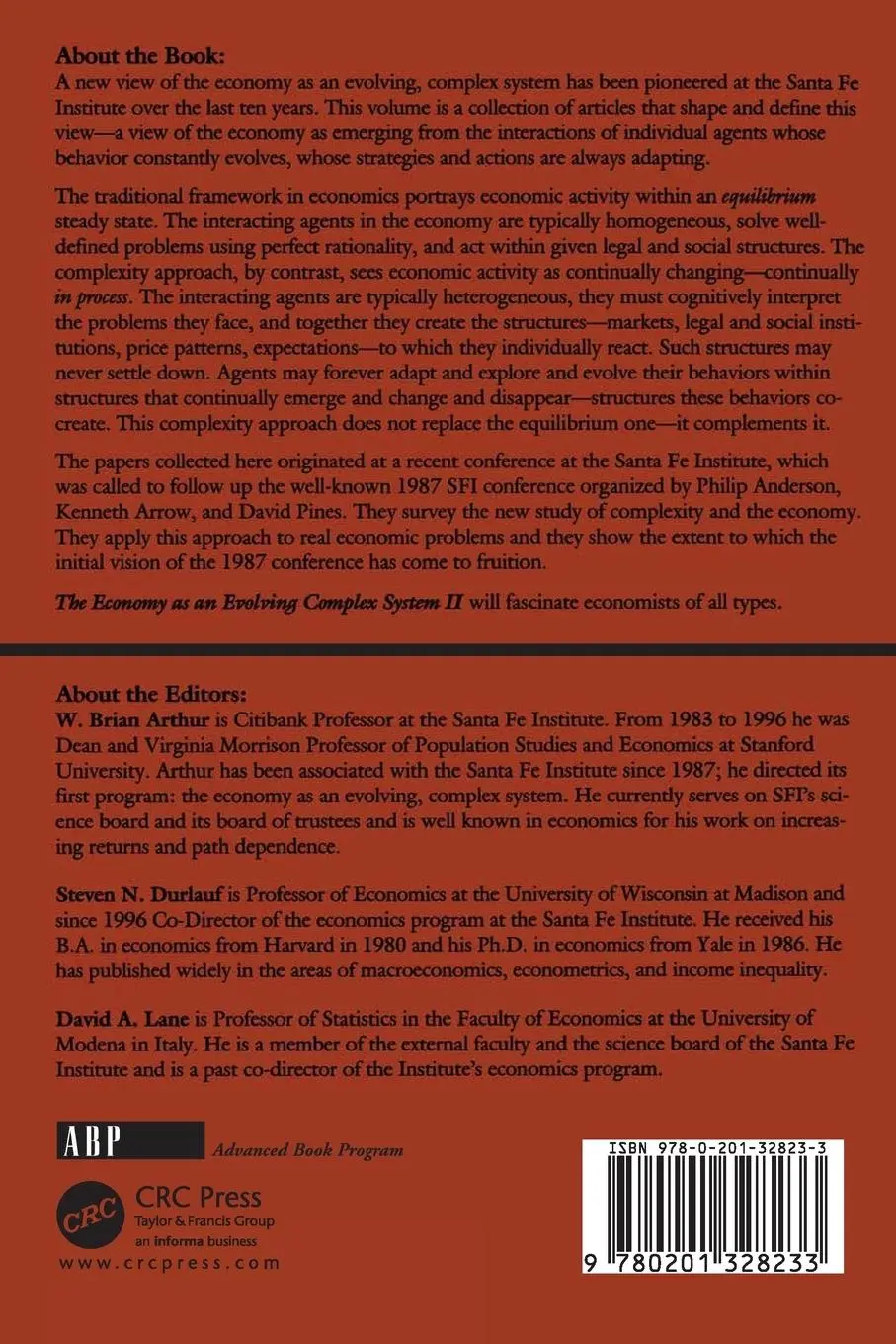 Rückseite: 9780201328233 | The Economy As An Evolving Complex System II | W. Brian Arthur (u. a.)