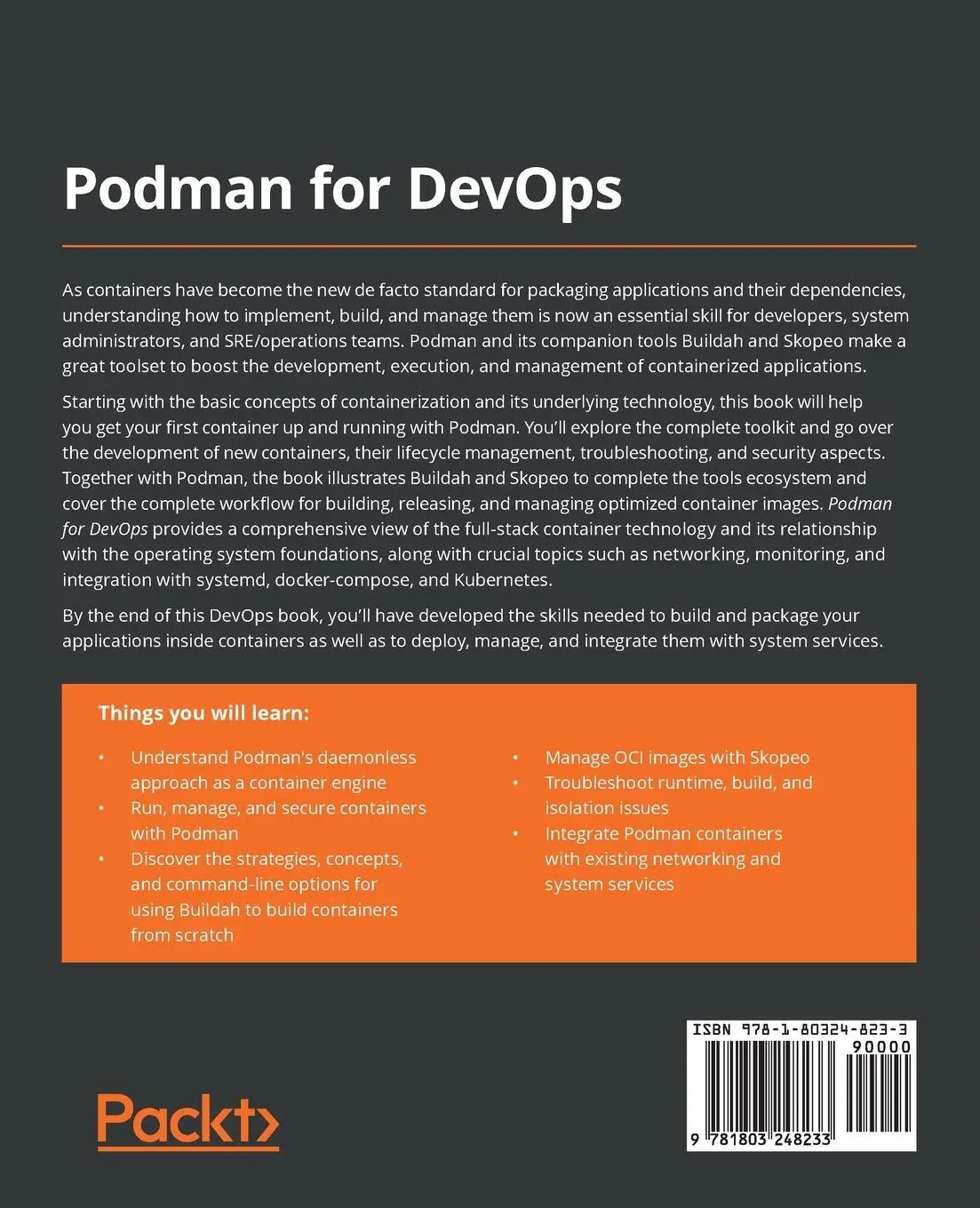 Rückseite: 9781803248233 | Podman for DevOps | Alessandro Arrichiello (u. a.) | Taschenbuch