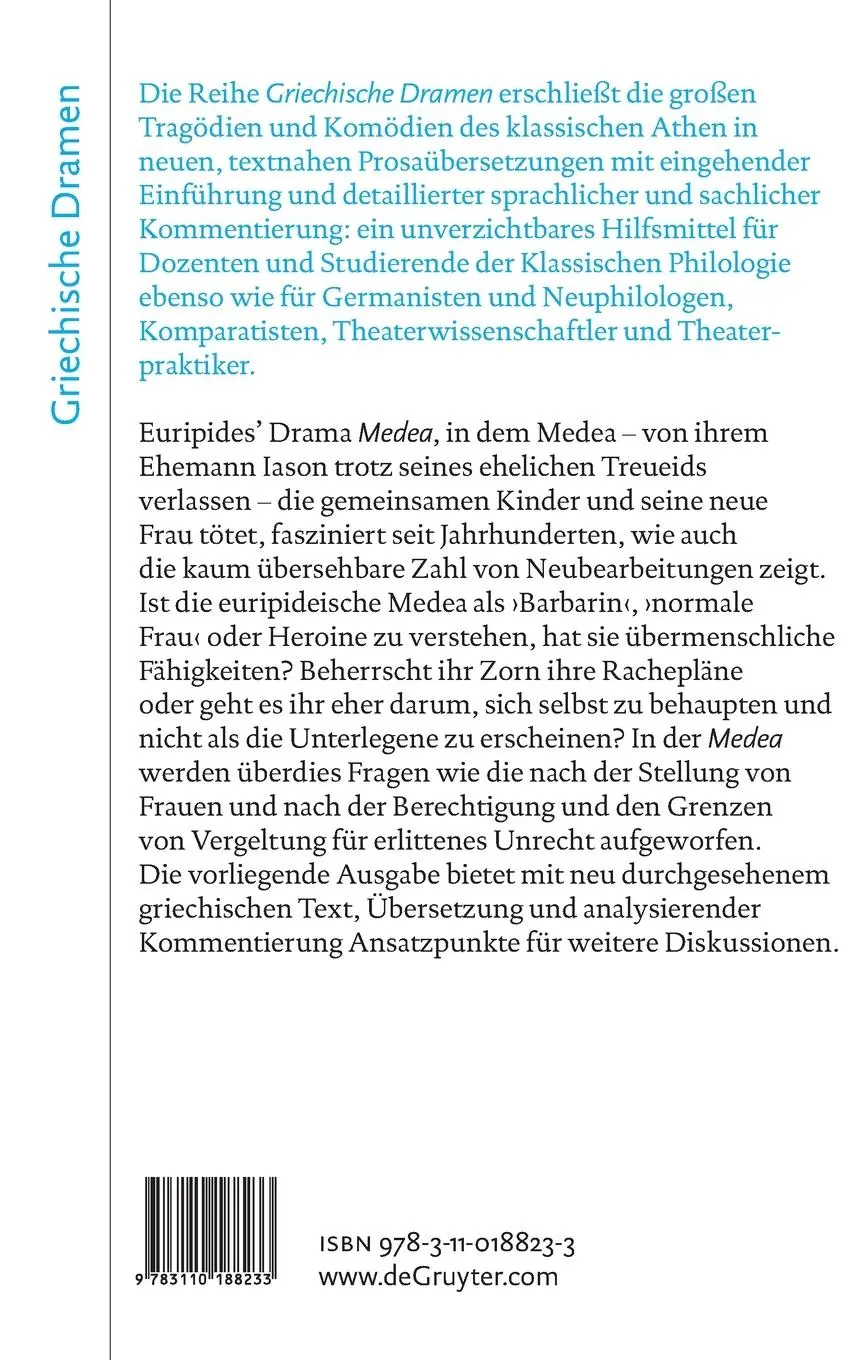 Rückseite: 9783110188233 | Medea | Euripides | Buch | Griechische Dramen | IX | Deutsch | 2023
