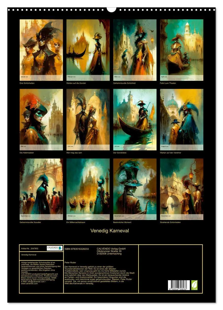 Bild: 9783516328233 | Venedig Karneval (Wandkalender 2026 DIN A2 hoch), CALVENDO...