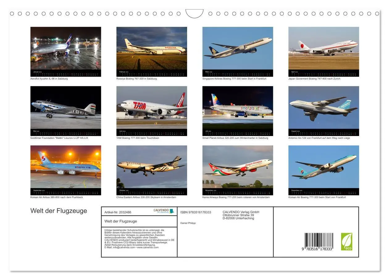Bild: 9783516178333 | Welt der Flugzeuge (Wandkalender 2026 DIN A3 quer), CALVENDO...