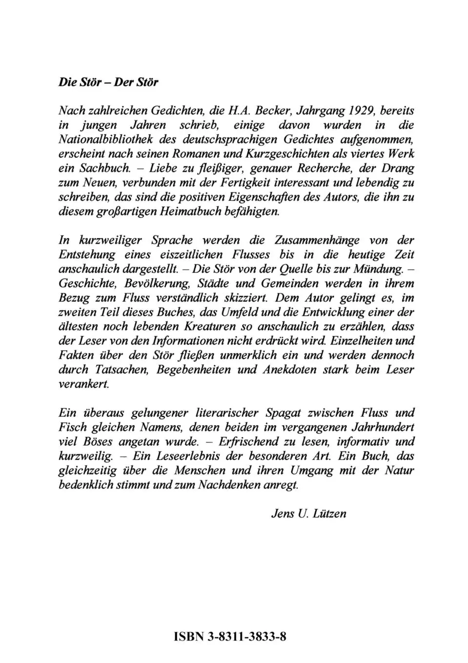 Rückseite: 9783831138333 | Die Stör Der Stör | H. A. Becker | Taschenbuch | Paperback | 96 S.
