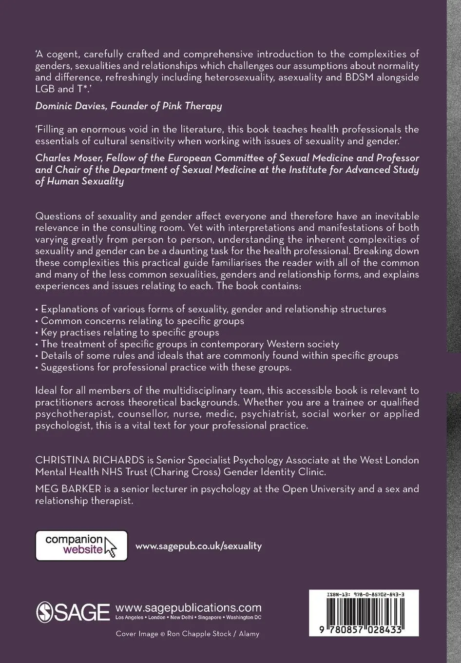 Rückseite: 9780857028433 | Sexuality and Gender for Mental Health Professionals | Taschenbuch
