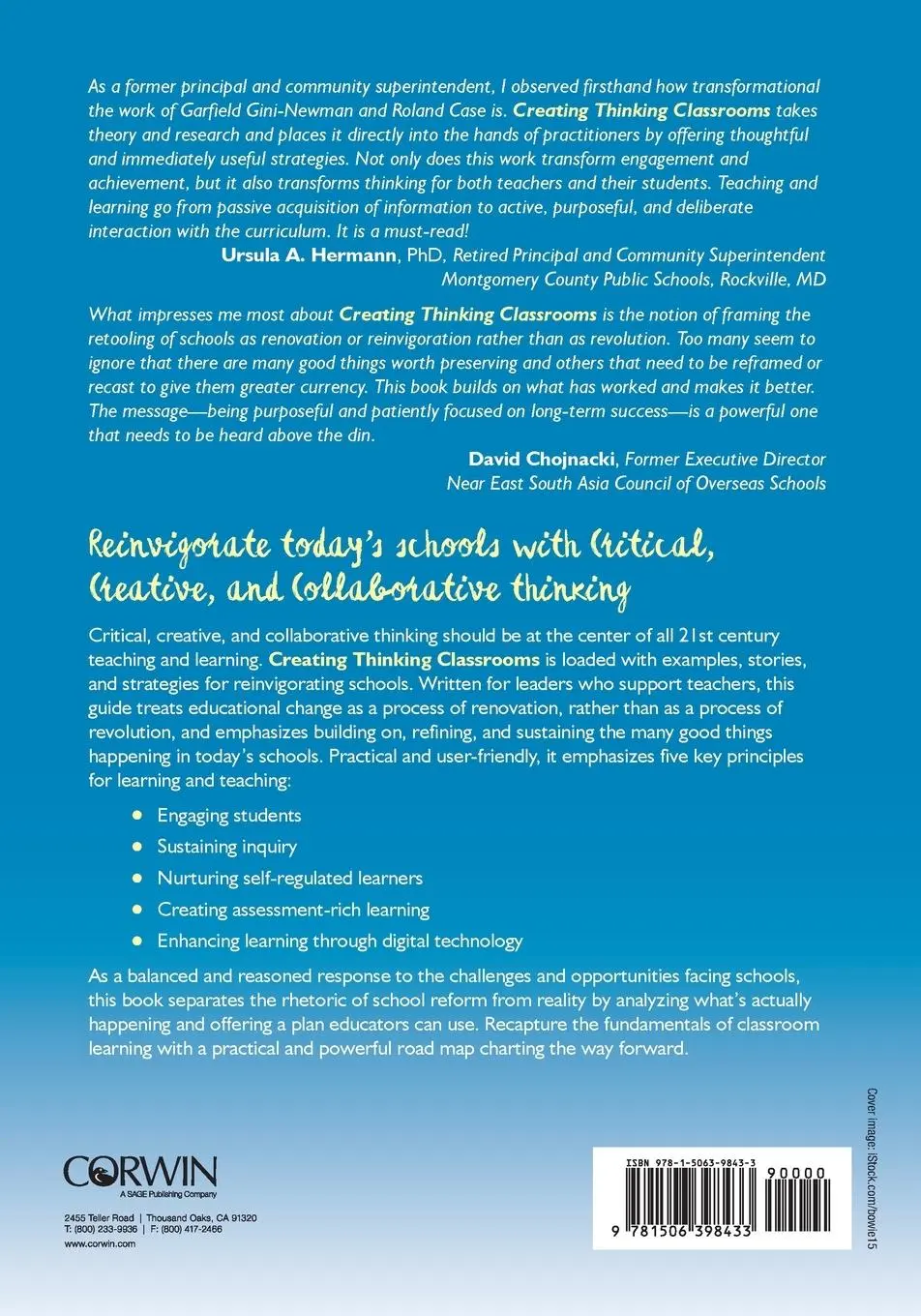 Rückseite: 9781506398433 | Creating Thinking Classrooms | Garfield Gini-Newman (u. a.) | Buch