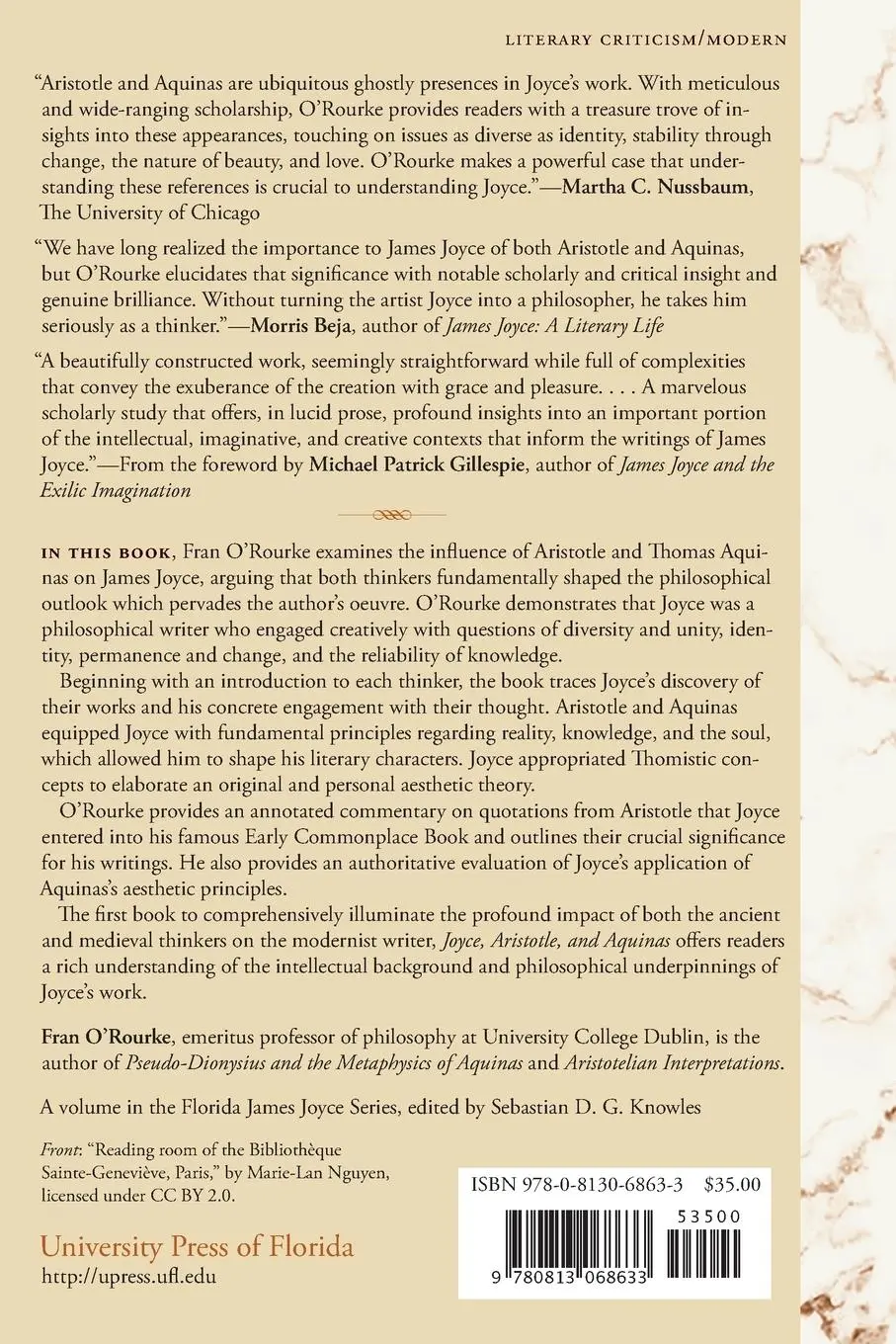 Rückseite: 9780813068633 | Joyce, Aristotle, and Aquinas | Fran O'Rourke | Taschenbuch | Englisch