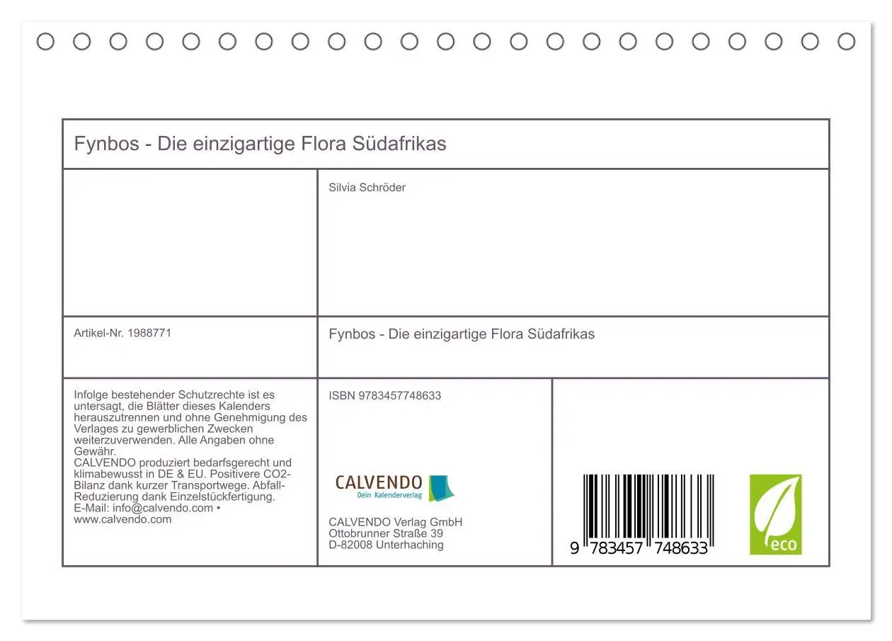 Bild: 9783457748633 | Fynbos - Die einzigartige Flora Südafrikas (Tischkalender 2026 DIN...