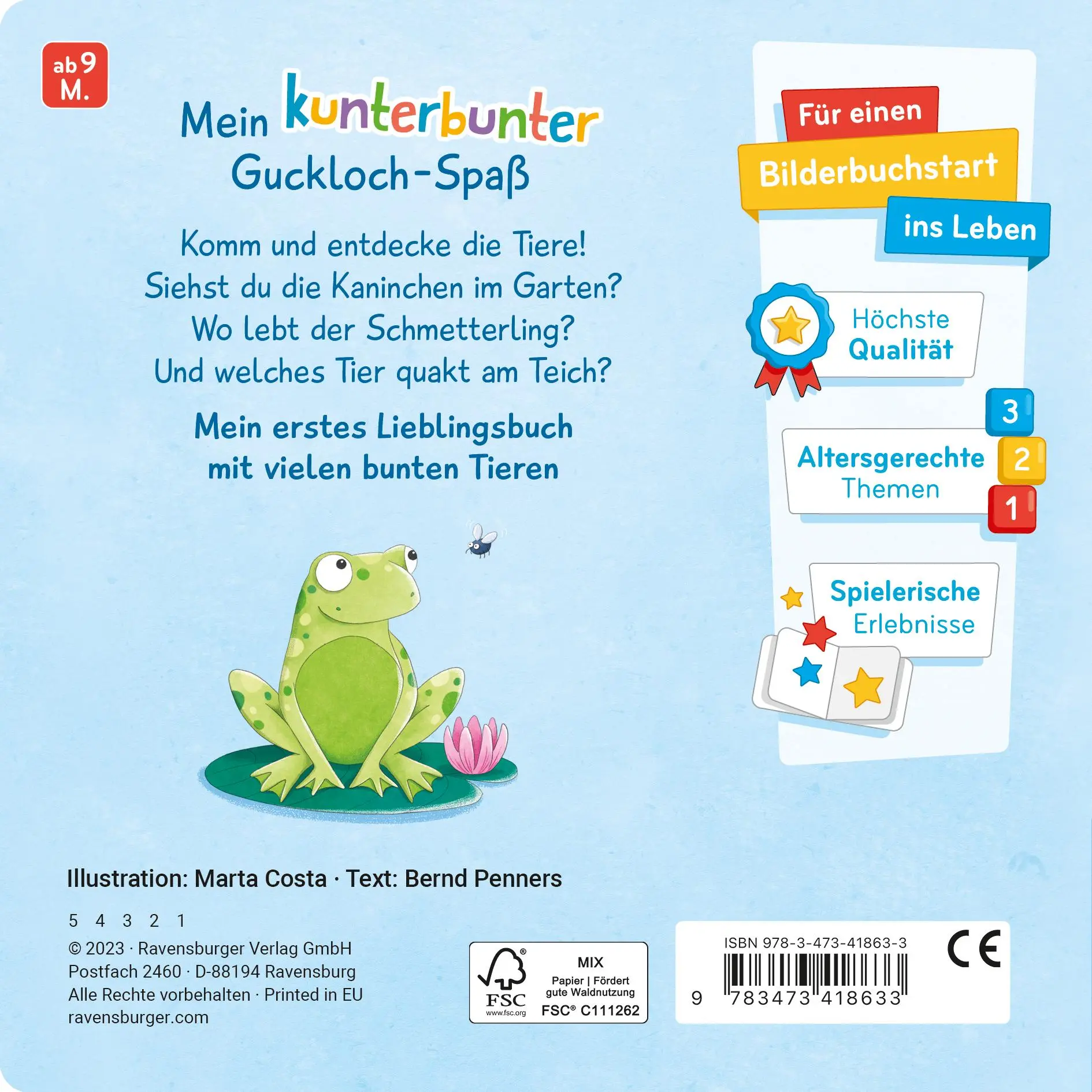 Rückseite: 9783473418633 | Viele kunterbunte Tiere | Bernd Penners | Buch | 16 S. | Deutsch