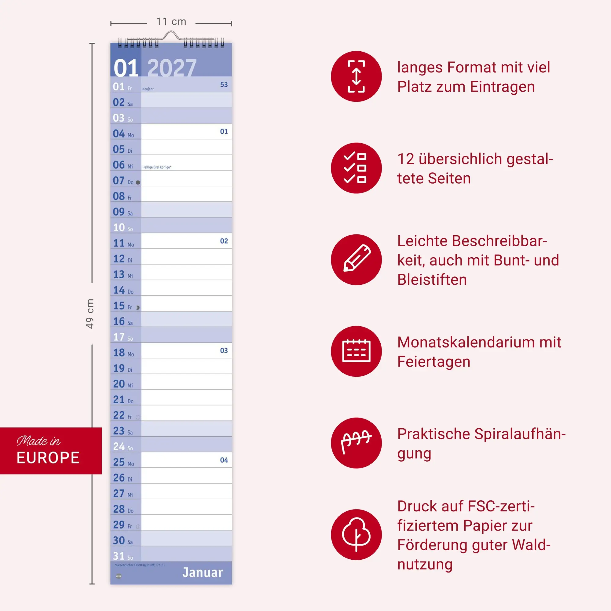 Bild: 9783756418633 | Basic Langplaner 2027 | Kalender | 14 S. | Deutsch | 2027 | Heye