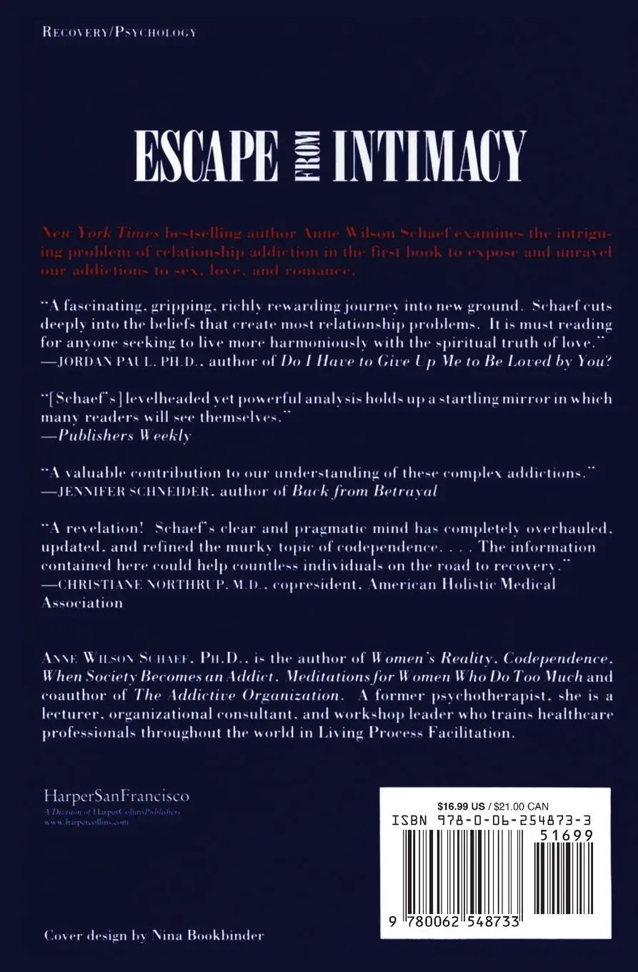 Rückseite: 9780062548733 | Escape from Intimacy | Anne Wilson Schaef | Taschenbuch | Englisch