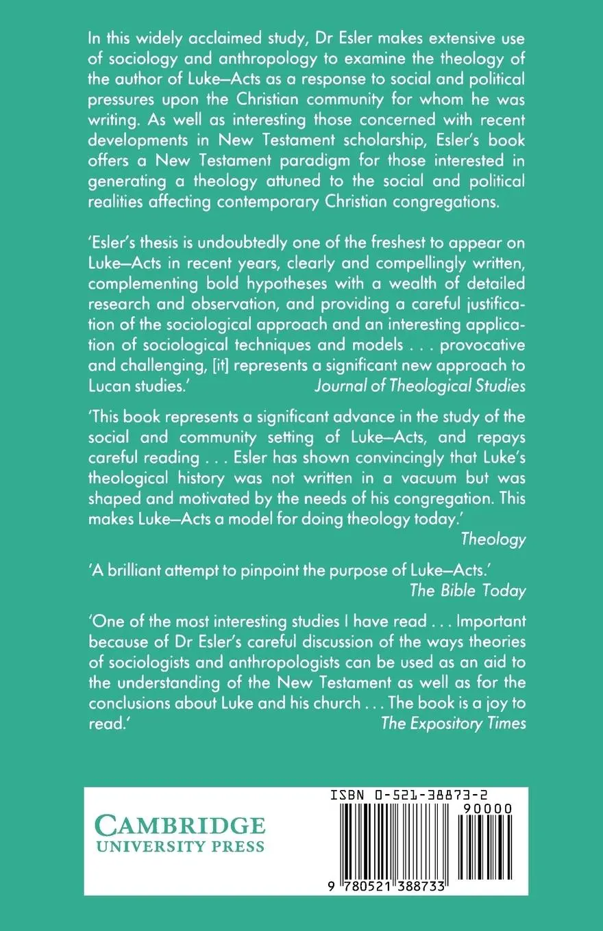 Rückseite: 9780521388733 | Community and Gospel in Luke-Acts | Philip Francis Esler | Taschenbuch