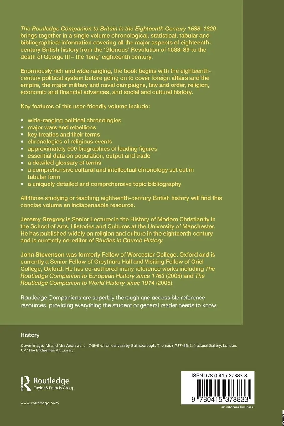 Rückseite: 9780415378833 | The Routledge Companion to Britain in the Eighteenth Century | Buch