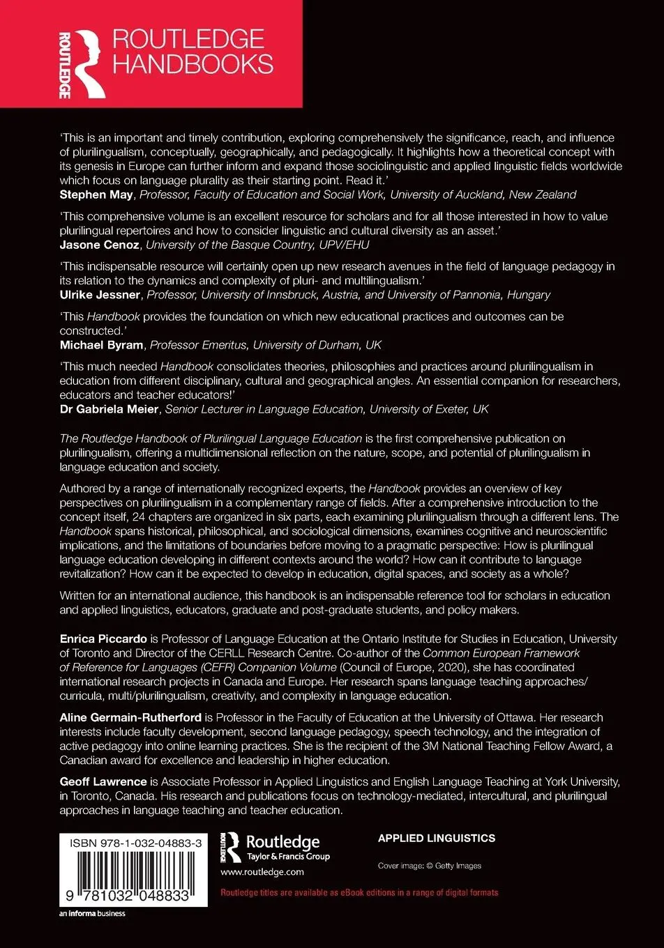 Rückseite: 9781032048833 | The Routledge Handbook of Plurilingual Language Education | Buch