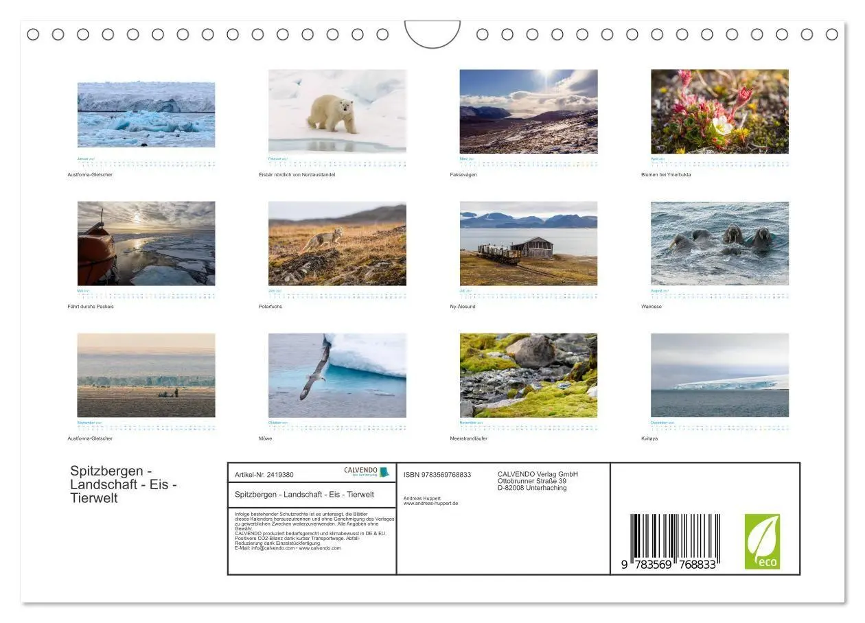 Bild: 9783569768833 | Spitzbergen - Landschaft - Eis - Tierwelt (Wandkalender 2027 DIN A4...