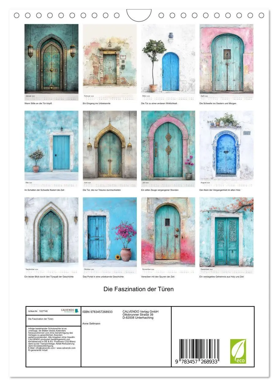 Bild: 9783457268933 | Die Faszination der Türen (Wandkalender 2026 DIN A4 hoch), CALVENDO...