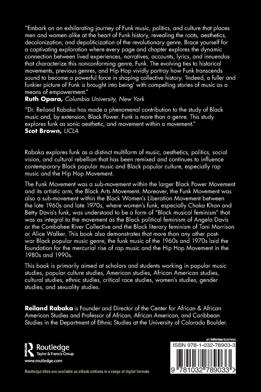 Rückseite: 9781032789033 | The Funk Movement | Music, Culture, and Politics | Reiland Rabaka