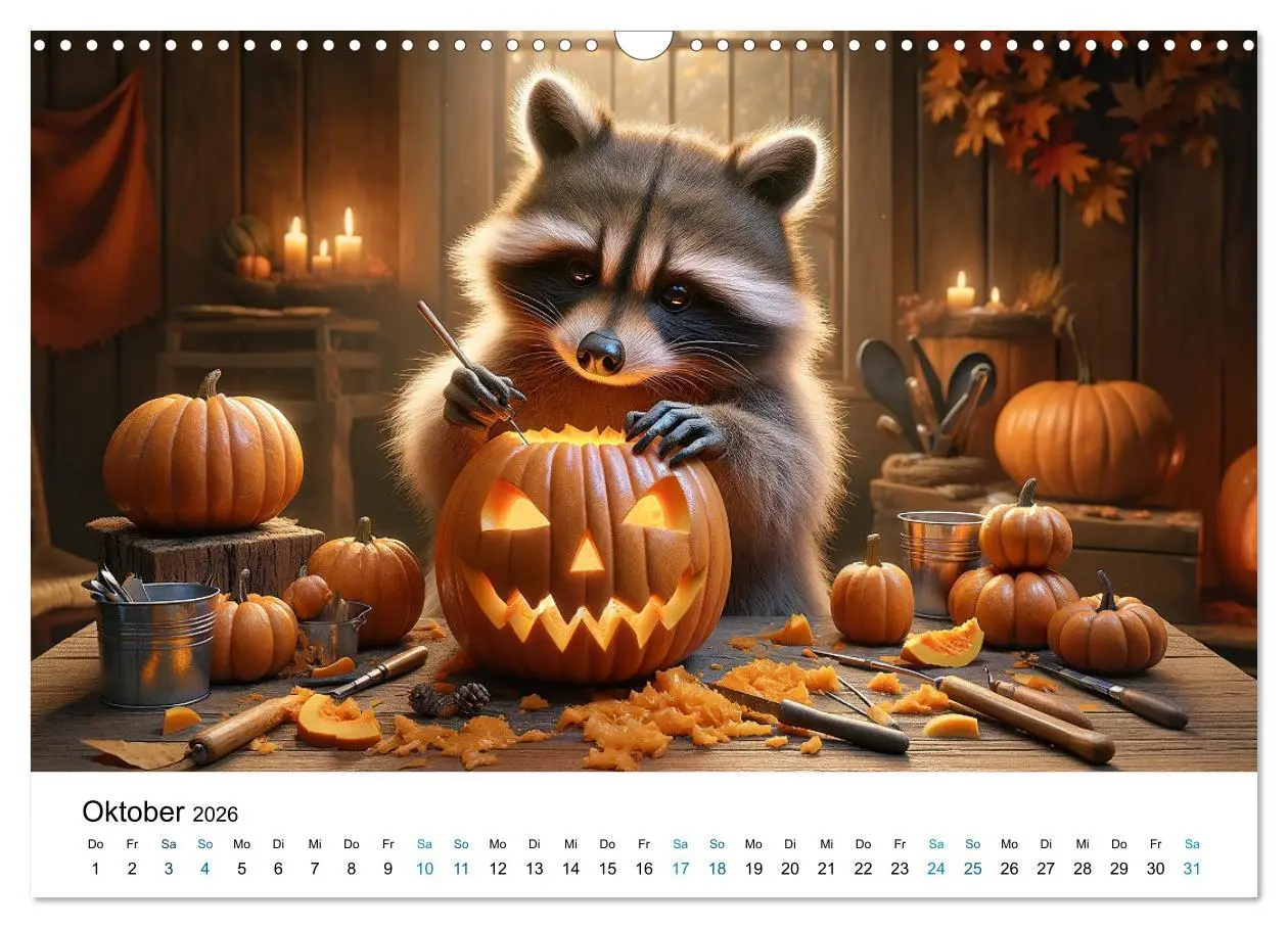 Bild: 9783457469033 | Lustige Waschbären (Wandkalender 2026 DIN A3 quer), CALVENDO...