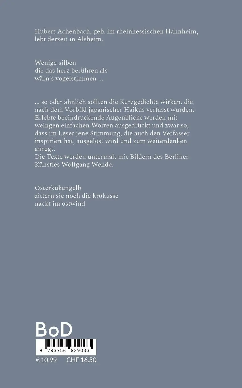 Rückseite: 9783756829033 | Der nackte Frühling | Kurzgedichte | Hubert Achenbach | Taschenbuch