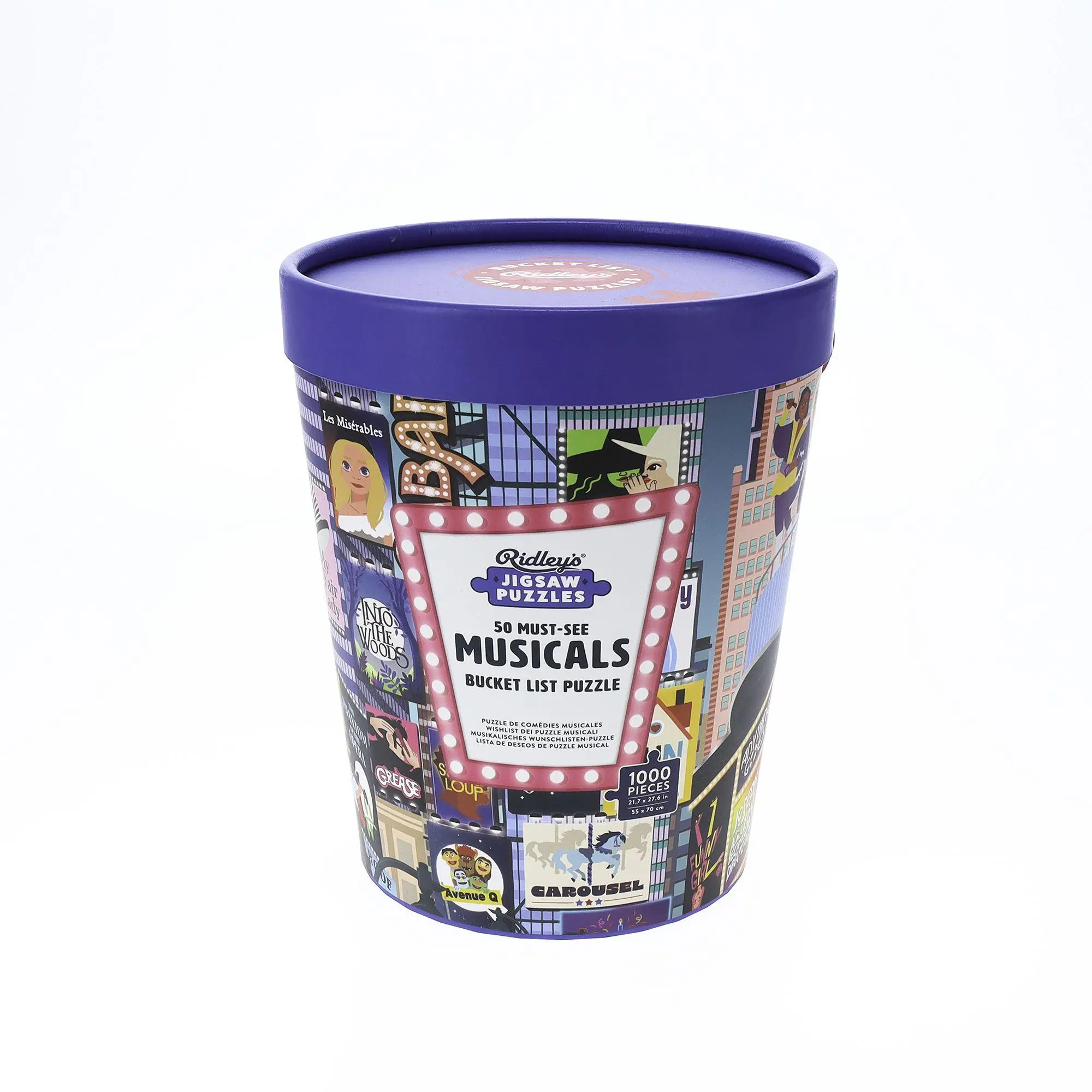 Cover: 9781797229133 | 50 Must-See Musicals Bucket List 1000-Piece Puzzle | Ridley'S Games