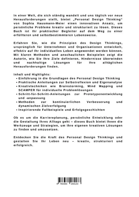 Rückseite: 9783384269133 | Personal Design Thinking | Sophia Hausmann-Meier | Taschenbuch | 2024