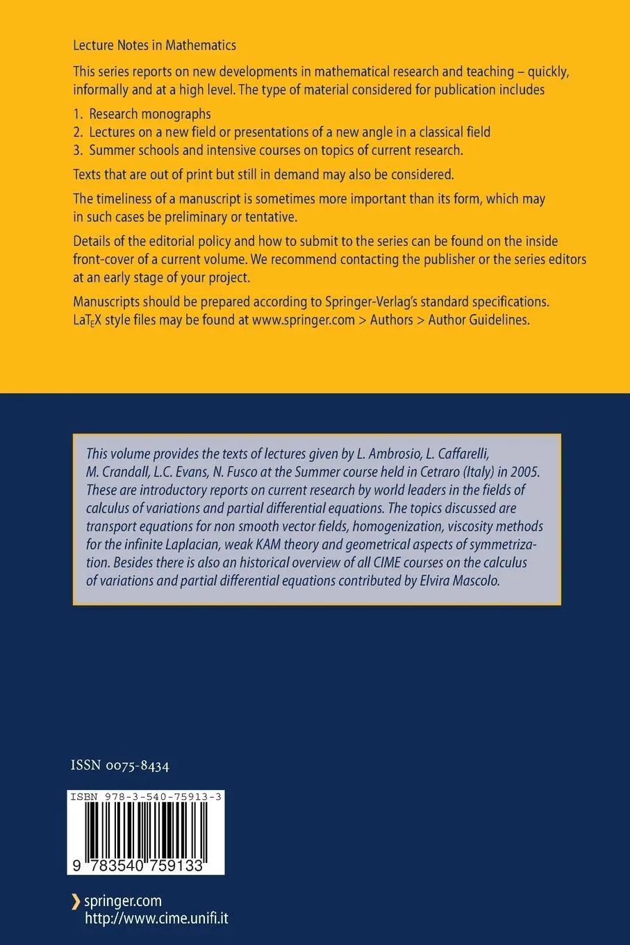 Rückseite: 9783540759133 | Calculus of Variations and Nonlinear Partial Differential Equations