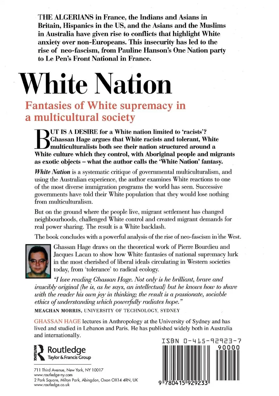 Rückseite: 9780415929233 | White Nation | Fantasies of White Supremacy in a Multicultural Society