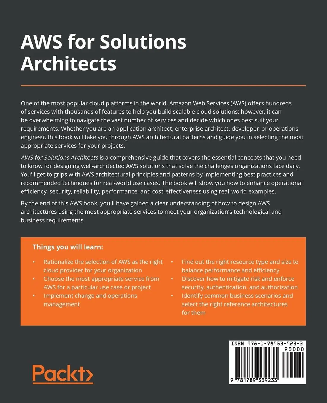 Rückseite: 9781789539233 | AWS for Solutions Architects | Alberto Artasanchez | Taschenbuch