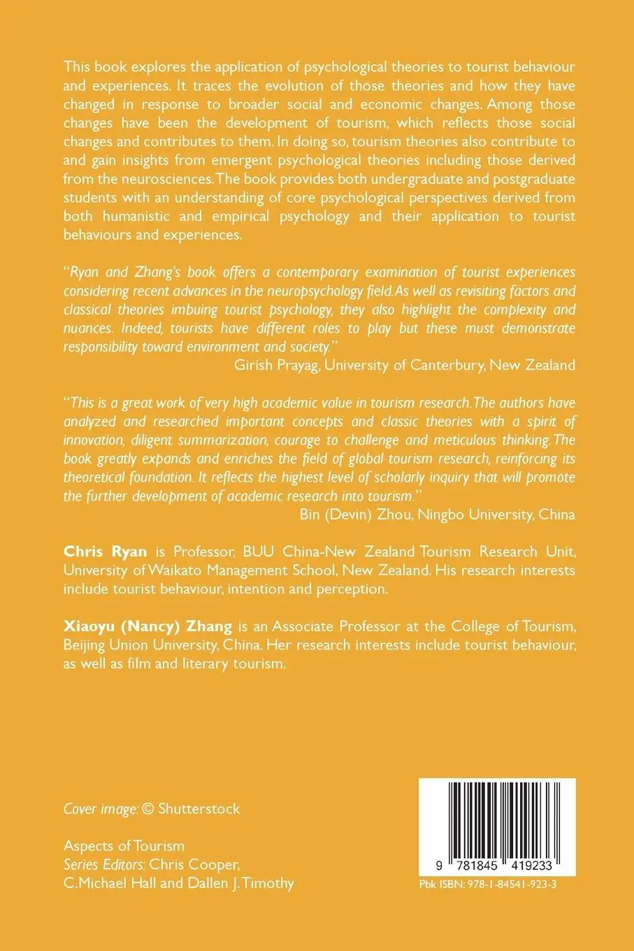 Rückseite: 9781845419233 | Tourist Experiences | Insights from Psychology | Chris Ryan (u. a.)