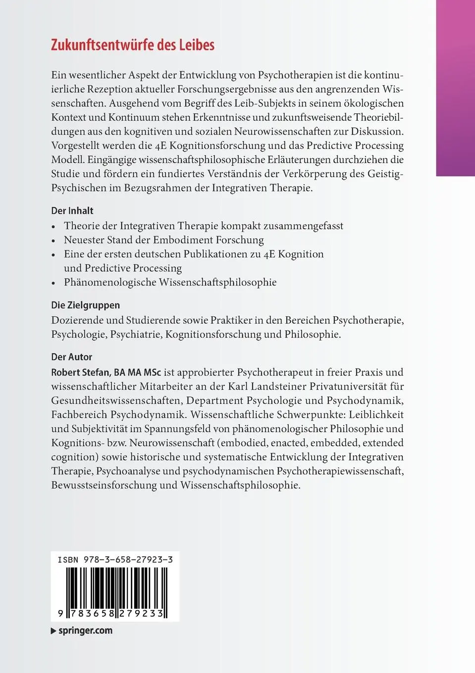 Rückseite: 9783658279233 | Zukunftsentwürfe des Leibes | Robert Stefan | Taschenbuch | xvi | 2020