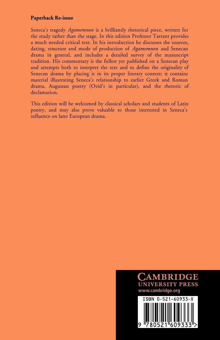 Rückseite: 9780521609333 | Seneca | Agamemnon | R. J. Tarrant (u. a.) | Taschenbuch | Englisch