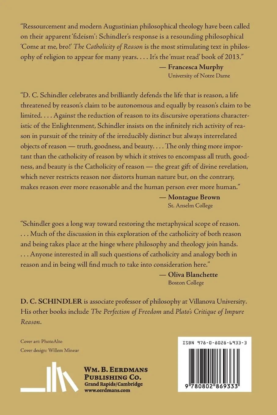 Rückseite: 9780802869333 | Catholicity of Reason | D C Schindler | Taschenbuch | Englisch | 2013