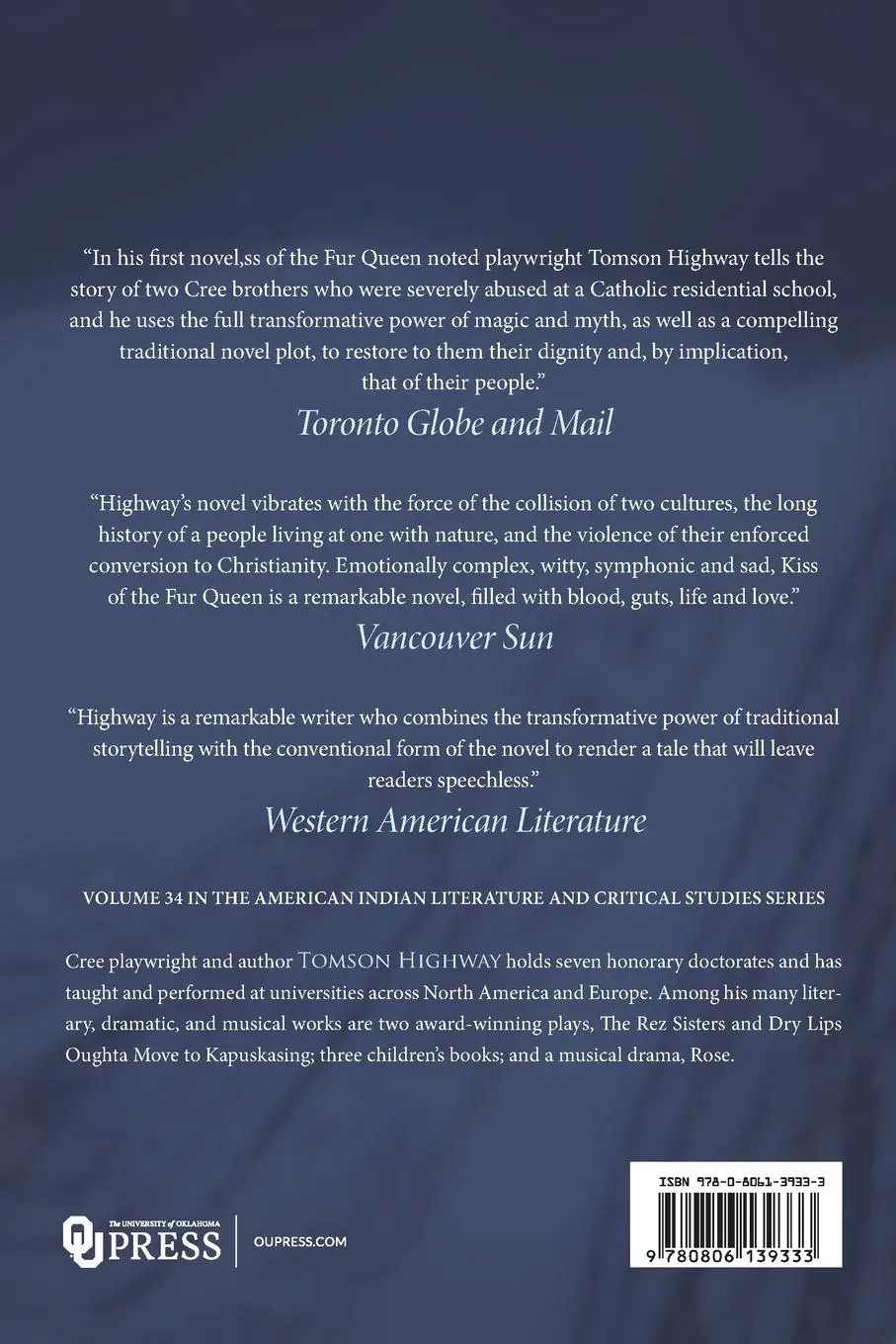 Rückseite: 9780806139333 | Kiss of the Fur Queen | A Novel by Tomson Highway | Tomson Highway