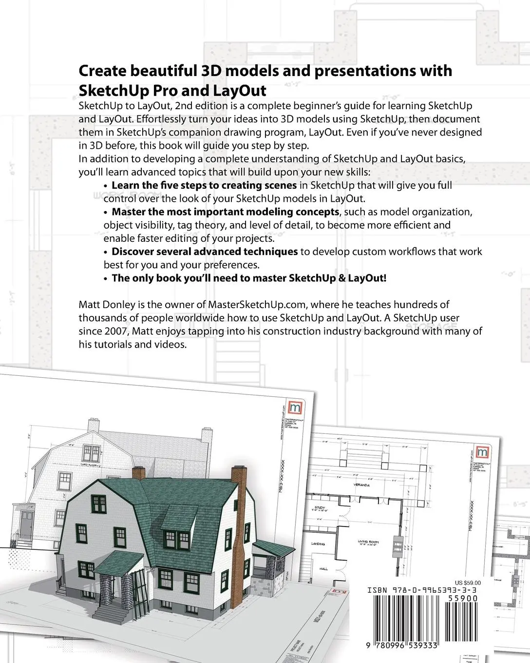 Rückseite: 9780996539333 | SketchUp to LayOut | Matt Donley | Taschenbuch | Englisch | 2021