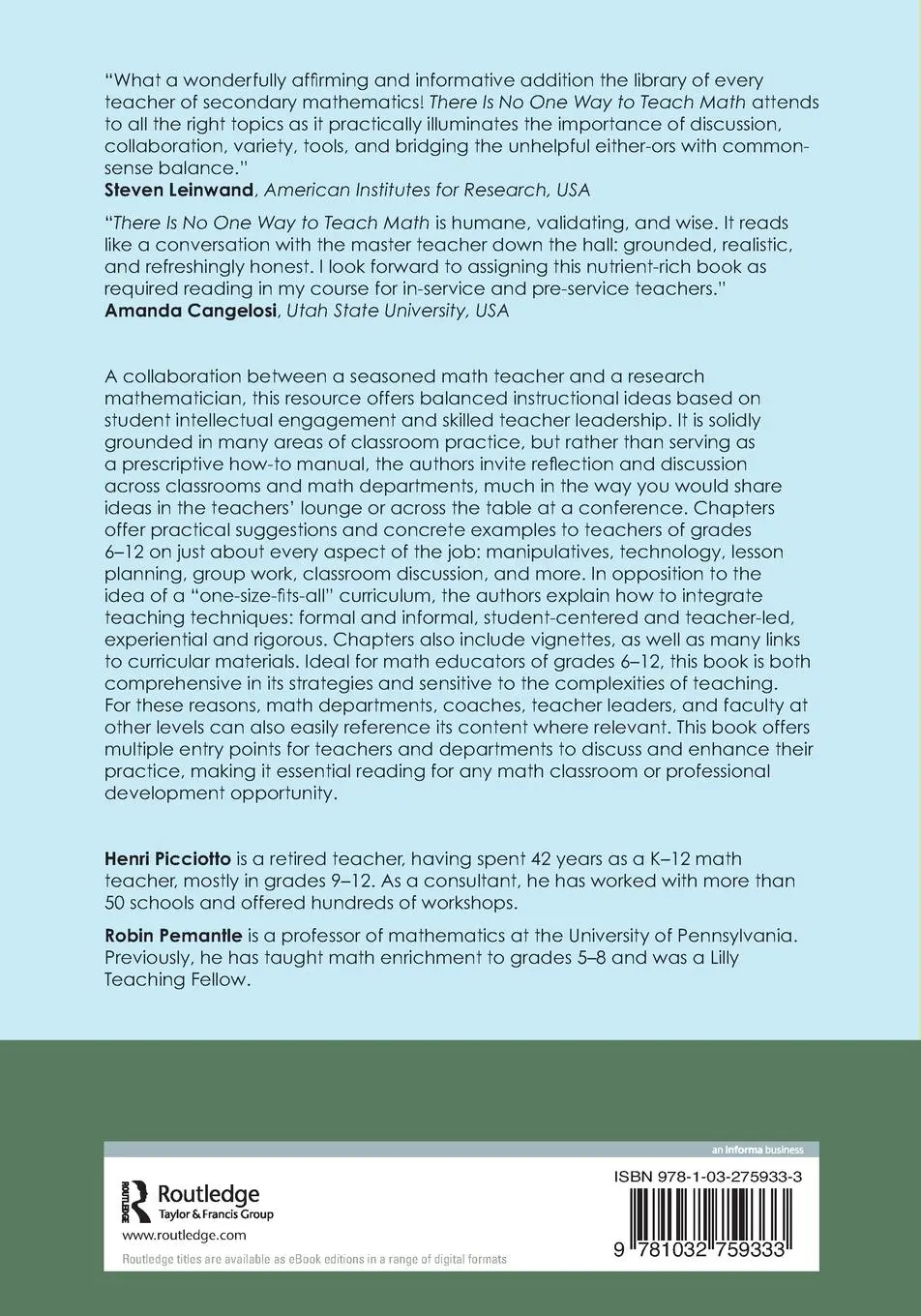 Rückseite: 9781032759333 | There Is No One Way to Teach Math | Actionable Ideas for Grades 6-12