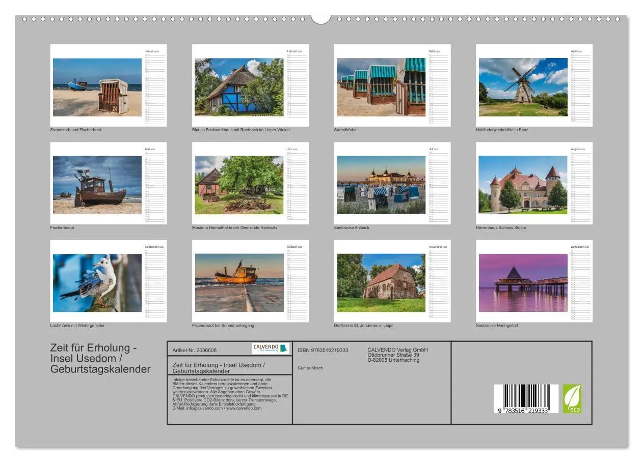 Bild: 9783516219333 | Zeit für Erholung - Insel Usedom / Geburtstagskalender...