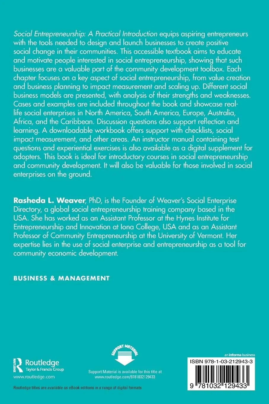 Rückseite: 9781032129433 | Social Entrepreneurship | A Practical Introduction | Rasheda L. Weaver
