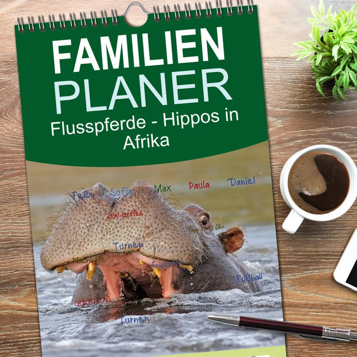 Bild: 9783516519433 | Familienplaner 2026 - Flusspferde Magie des Augenblicks - Hippos in...
