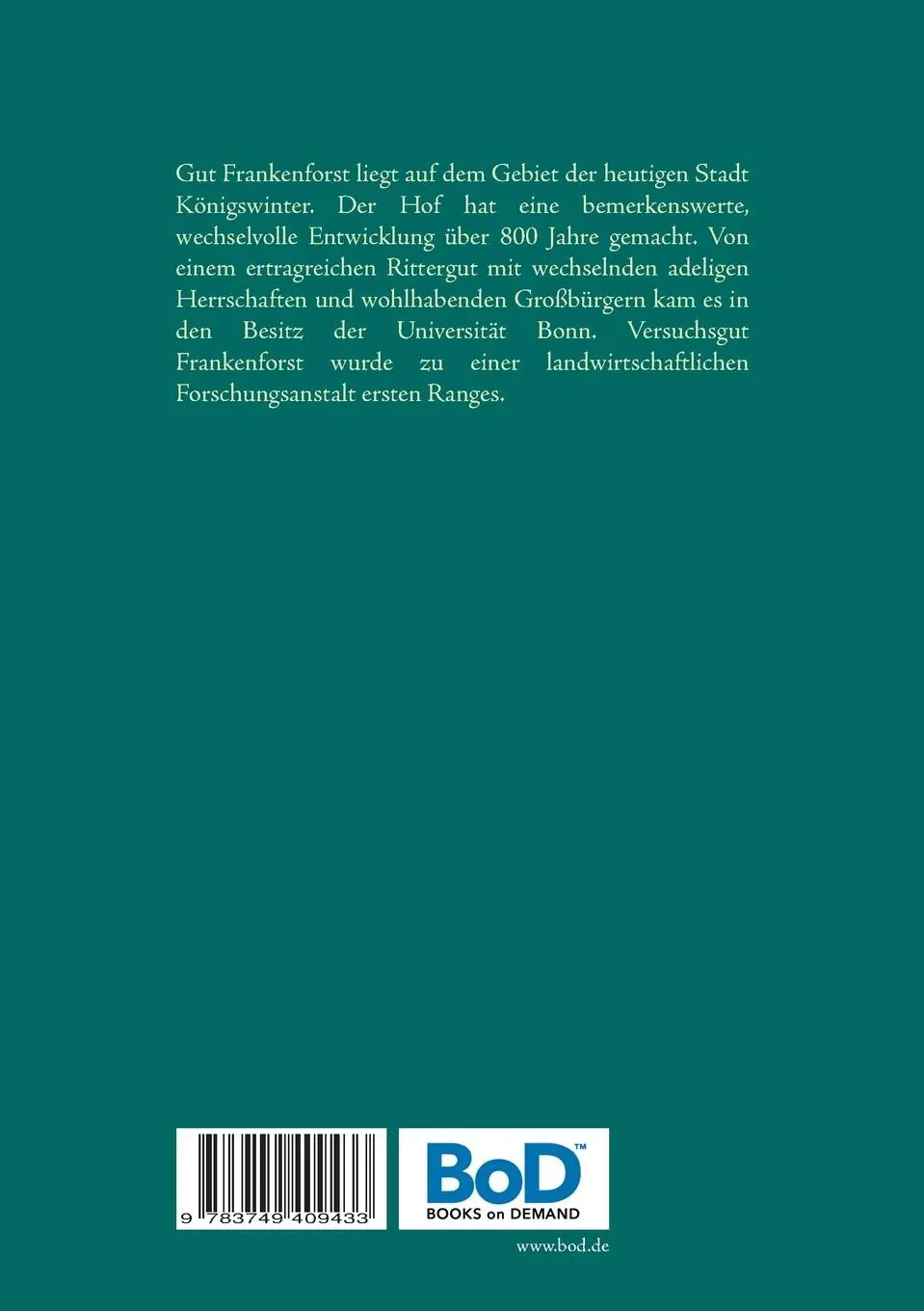 Rückseite: 9783749409433 | Vom Rittergut zur landwirtschaftlichen Lehr- und Forschungsstation