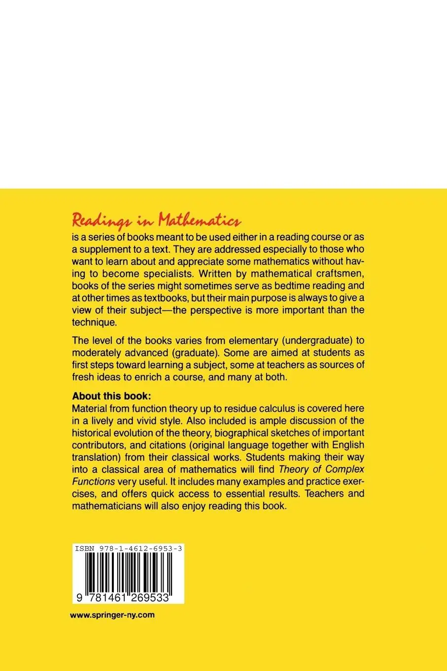 Rückseite: 9781461269533 | Theory of Complex Functions | Reinhold Remmert | Taschenbuch | xix