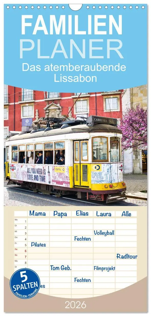 Cover: 9783516509533 | Familienplaner 2026 - Das atemberaubende Lissabon mit 5 Spalten...