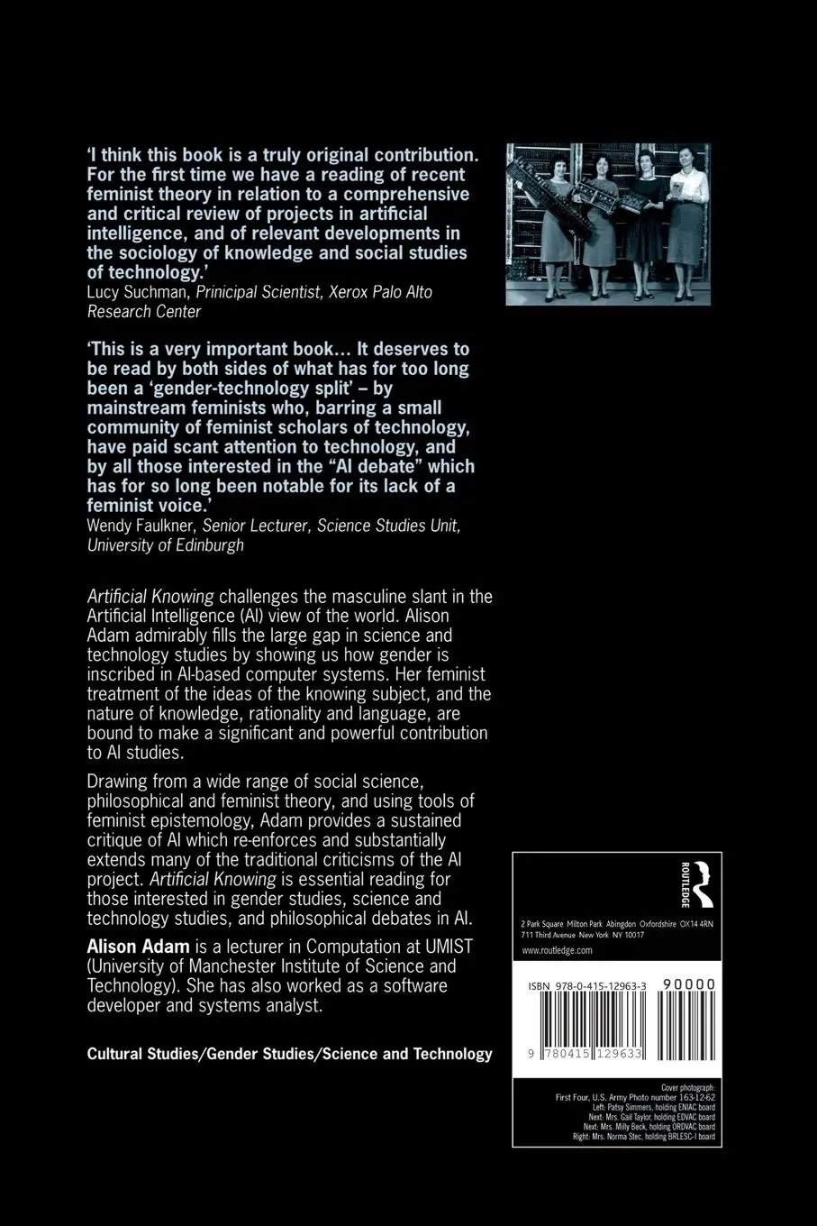 Rückseite: 9780415129633 | Artificial Knowing | Gender and the Thinking Machine | Alison Adam