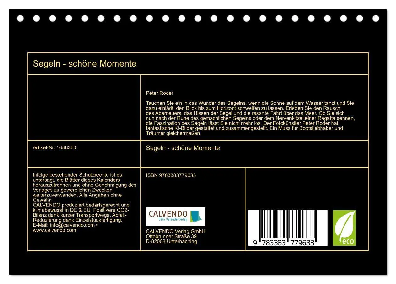 Bild: 9783383779633 | Segeln - schöne Momente (Tischkalender 2025 DIN A5 quer), CALVENDO...