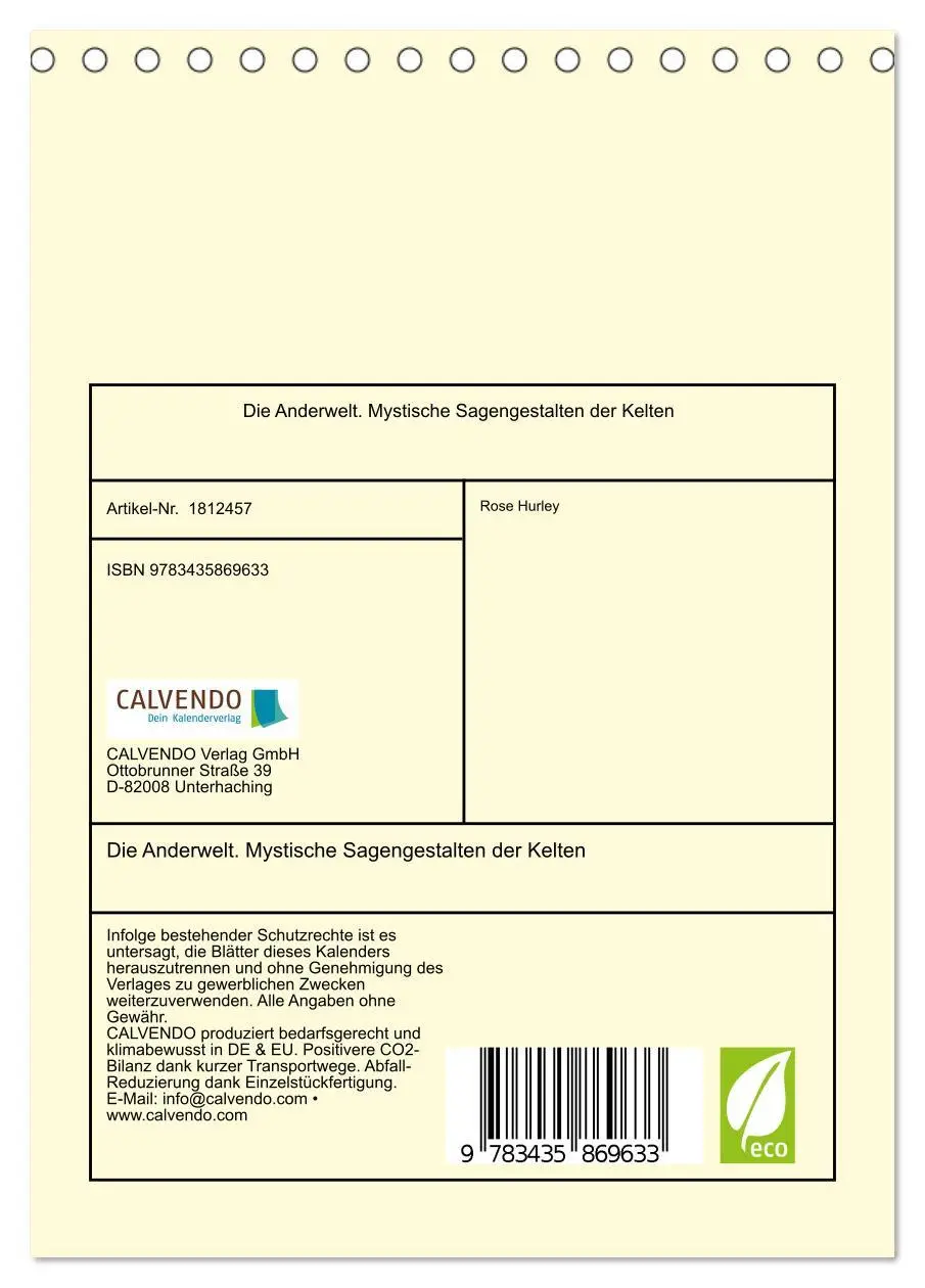 Bild: 9783435869633 | Die Anderwelt. Mystische Sagengestalten der Kelten (Tischkalender...