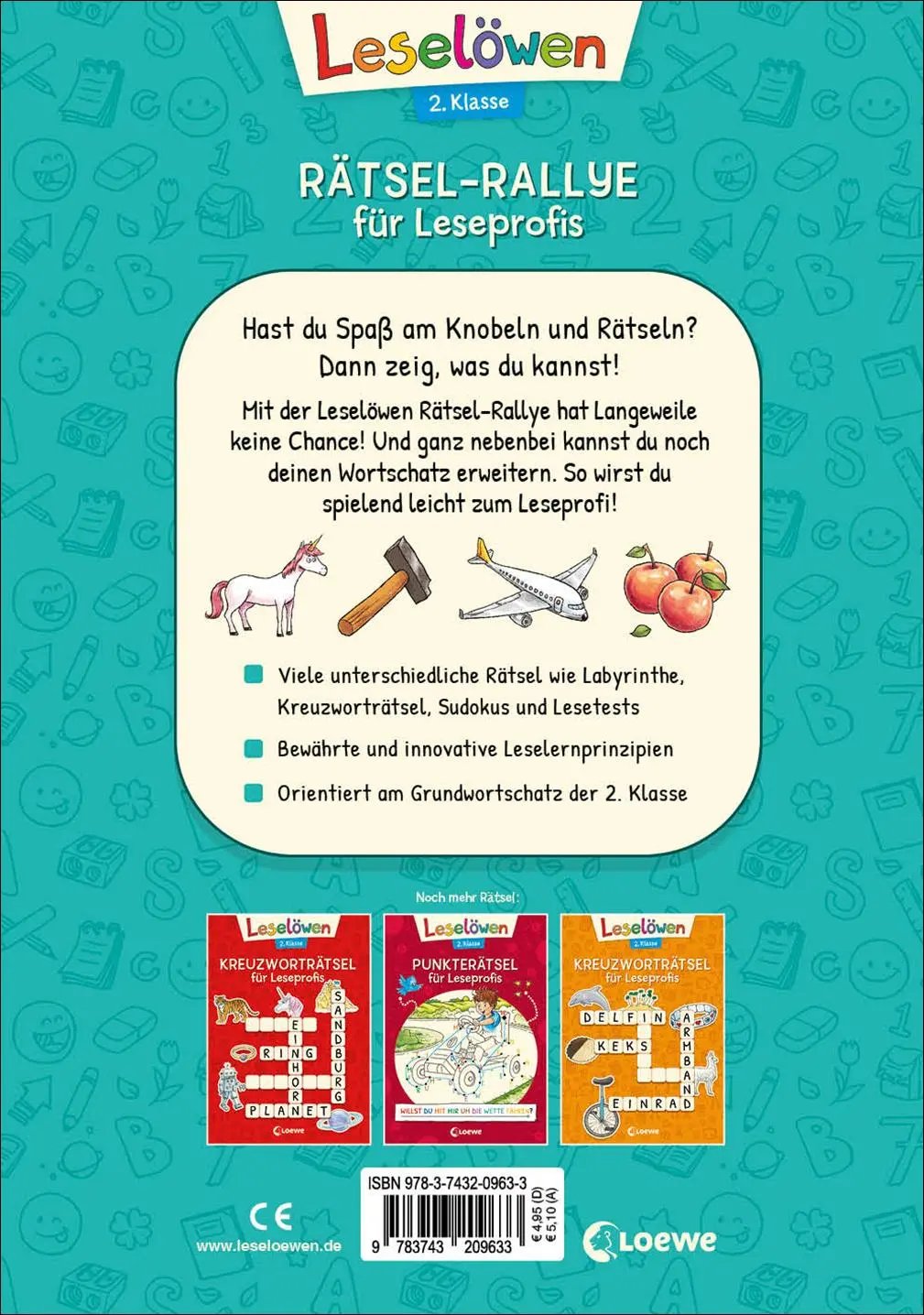 Rückseite: 9783743209633 | Leselöwen Rätsel-Rallye für Leseprofis - 2. Klasse (Türkis) | Rupp
