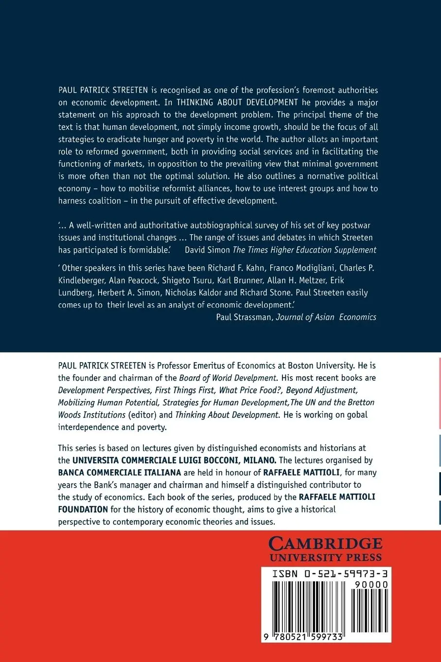 Rückseite: 9780521599733 | Thinking about Development | Paul Patrick Streeten | Taschenbuch