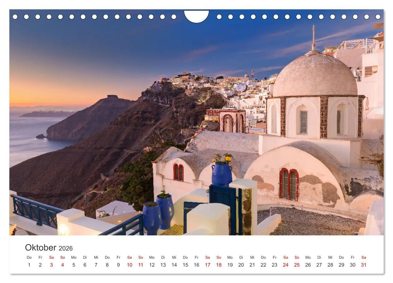 Bild: 9783457639733 | Santorini Fira &amp; Firostefani (Wandkalender 2026 DIN A4 quer),...